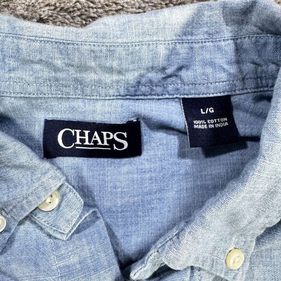 Chap's By Ralph Lauren Men's Button Down Long Sleeve Denim Shirt Sz L - Picture 4 of 7